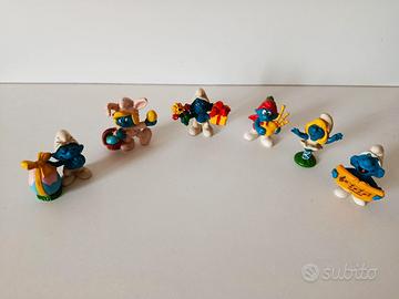 Lotto di 6 Figurine Puffo Schleich Peyo Vintage