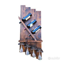 Portabottiglie in Legno da parete Fatto a Mano