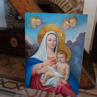 quadro madonna con bambino, con oro