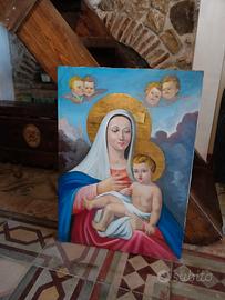 quadro madonna con bambino, con oro