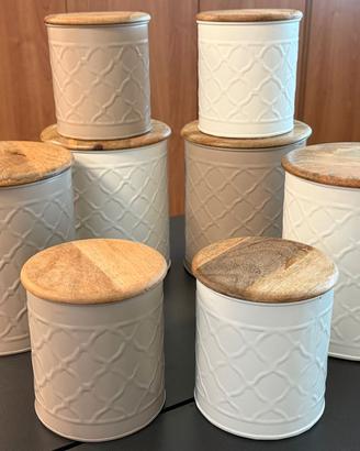 Barattoli latta coperchio legno
