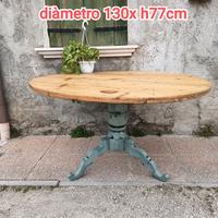 vecchio tavolo da osteria rotondo restauraro