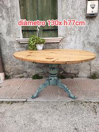 vecchio tavolo da osteria rotondo restauraro