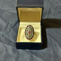 Anello vintage argento 800 con pietre naturali