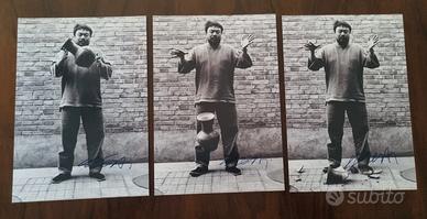 Ai WeiWei - trittico foto b/n autografate anni MAG