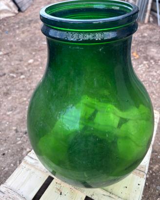 Damingiana 10lt in vetro verde con bocca grande