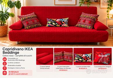 Copridivano IKEA Beddinge rosso + 6 cuscini omaggi