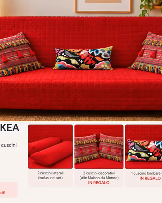 Copridivano IKEA Beddinge rosso + 6 cuscini omaggi