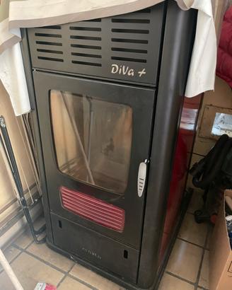 Termostufa a Pellet Klover DiVa + (Bordeaux/Nero)