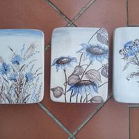 Set 3 ceramiche floreali Nord Europa con gancio