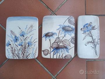 Set 3 ceramiche floreali Nord Europa con gancio