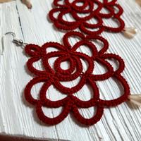 Orecchini in pizzo chiacchierino - Rosso con perla