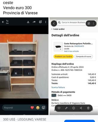 Mobile panetteria con ceste lavabili