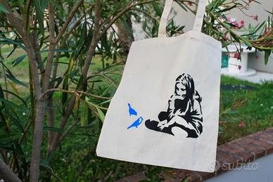 Shopper in tela "Street Art Style" - Dipinta  mano