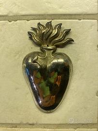 Cuore votivo  in argento H9 cm L5 cm