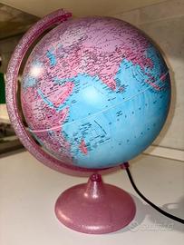 Mappamondo rosa glitterato diametro 25cm
