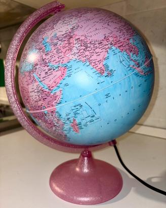 Mappamondo rosa glitterato diametro 25cm