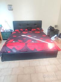 letto matrimoniale contenitore+(comodini )