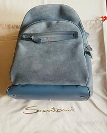 Zaino Santoni uomo azzurro scamosciato