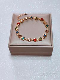 Bracciale Tennis Colore Oro e Multicolor 