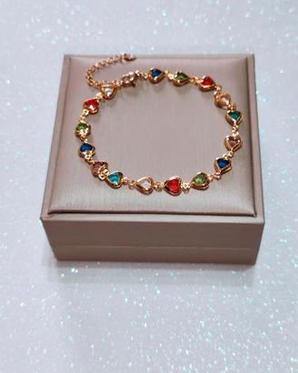 Bracciale Tennis Colore Oro e Multicolor 