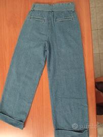 jeans gamba larga con risvolto 