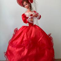 Bambola sposa vestito rosso con carillon