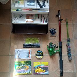 Attrezzatura pesca completa Canne Mulinelli Casett
