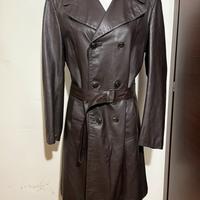 Trench vintage in pelle uomo