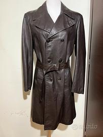 Trench vintage in pelle uomo