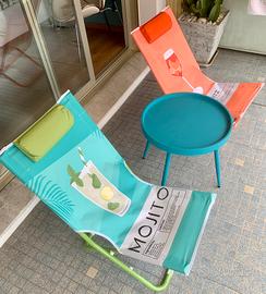 Set giardino o terrazzo due spiaggine e tavolino
