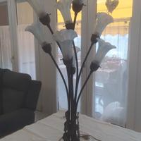 lampada vetro di Murano 8 steli e ottone 