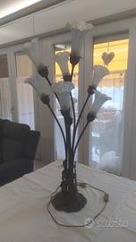 lampada vetro di Murano 8 steli e ottone 