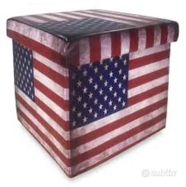 Pouf in pelle contenitore design americano