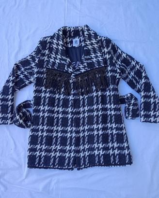 Cappotto Giacca Le Volière Pied de Poule Nero e Bi