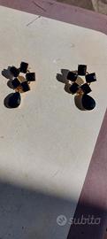Orecchini vintage neri con pendente goccia