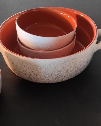 Pentola terracotta diametro25 h.10 e 6 ciotole