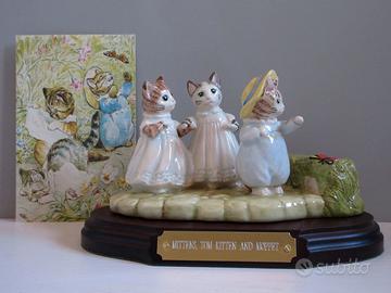 Grande Statuetta Gattini Beatrix Potter Porcellana