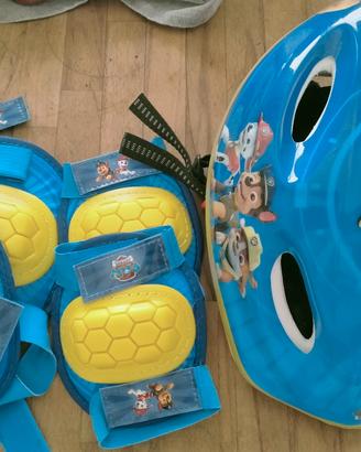 casco bici ginocchiere e gomitiere paw patrol