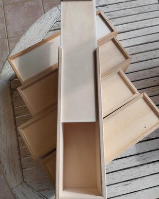 scatole in legno con coperchio apribile 