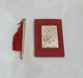 Set rubrica e penna in argento 925