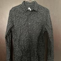 Camicia Uomo Nera con Dettagli Bianchi