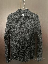 Camicia Uomo Nera con Dettagli Bianchi