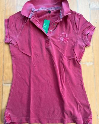 Polo orientale Benetton taglia S donna ciclamino