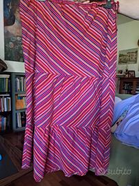 gonna a righe oblique stile boho multicolor