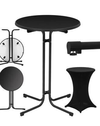 Tavolo da Bar Pieghevole, 80x110 cm, Nero Opaco