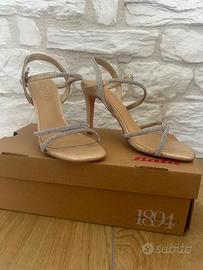 Sandali con tacco brillantini