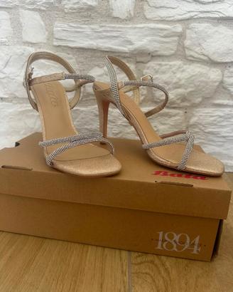 Sandali con tacco brillantini