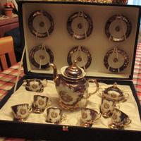 set caffe Limoges nuovo blu cobalto e oro