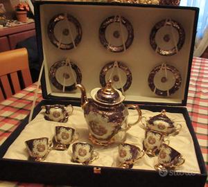 set caffe Limoges nuovo blu cobalto e oro